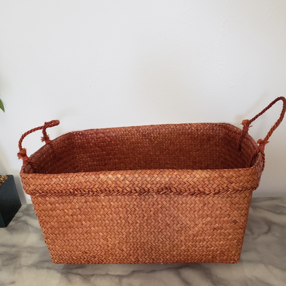 Burnt orange woven basket
